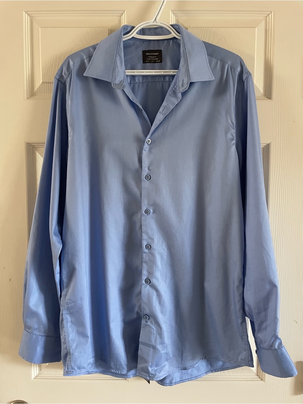 Bellissimo Men’s Light Blue Button-Up Shirt – Modern Fit – L/G 16.5 34/35